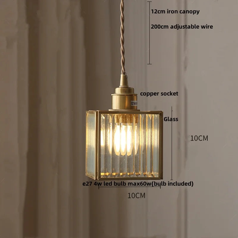 DecorBites™ Glass Brass Pendant Lamp Adjustable Wire LED Dining Room Kitchen Bar Balcony Decor