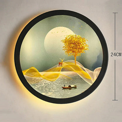 Decorbites™ Industrielle Acryl-Runde Wandlampe | Vintage Wandleuchten mit Wandmalerei für Schlafzimmerdekoration