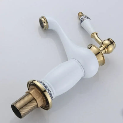 Decorbites™ Hochwertiges Weißes Keramisches Waschbeckenarmatur mit Goldenem Finish
