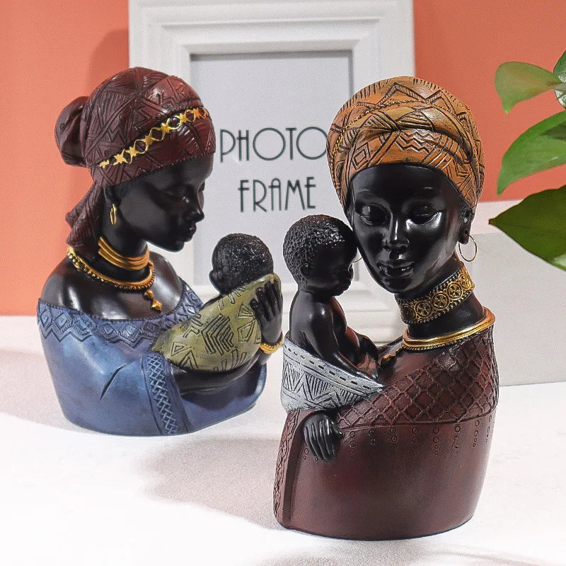 Decorbites™ Afrikanische Mutter-Kind-Abstrakt-Statue Harz-Figurine Ethnischen Stils für Innenraum-Dekoration