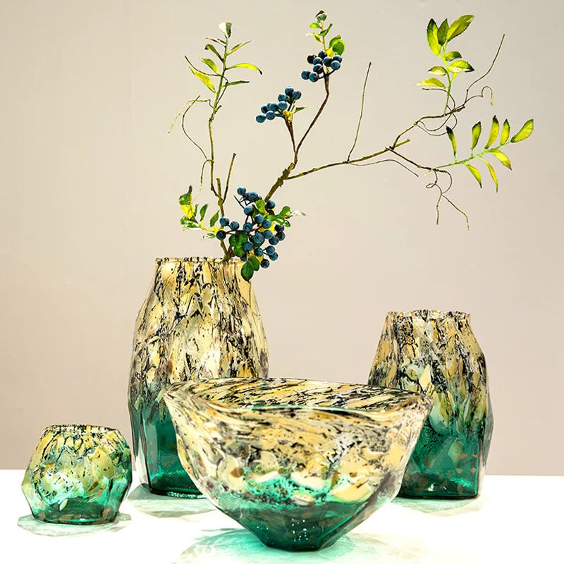 Decorbites™ Verlaufsfarben Schwarze Glas Vase Terrarium Topf Schale Desktop-Organisation Blüten Töpfe