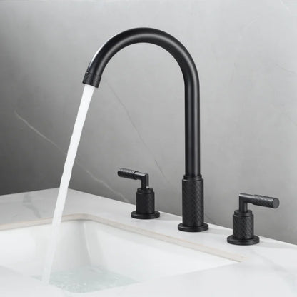 Decorbites™ Schwarzer Messing Beckenarmatur mit Wasserfall-Effekt und 3-Loch-Design