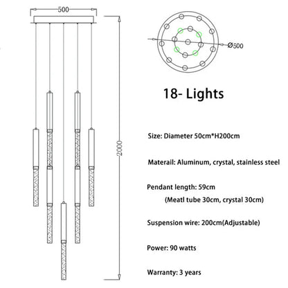 DecorBites™ Crystal LED Chandelier for Staircase & Living Room