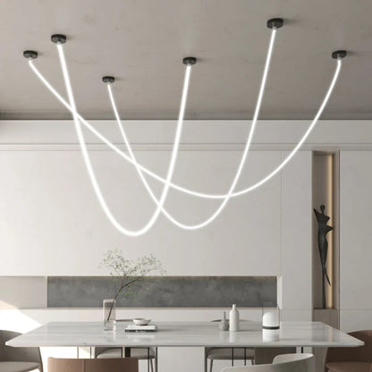 Nordic Linear Metal Pendant Light in Black or Gold