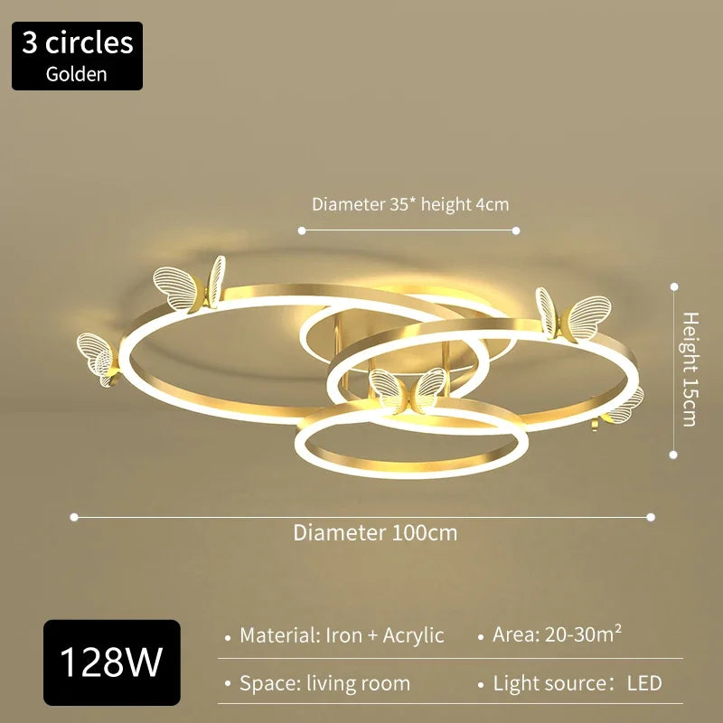 Gold Butterfly Crystal Chandelier For Living Room