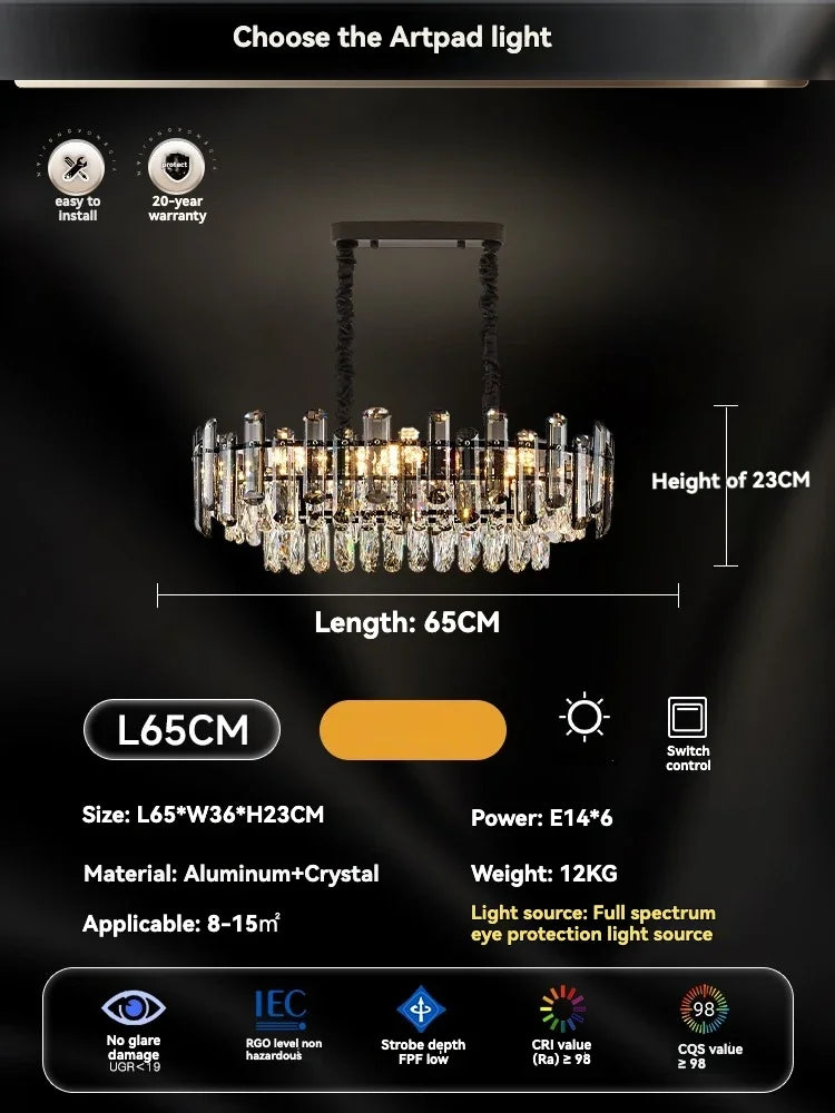 Gold Crystal LED Chandelier Round100cm Radiant