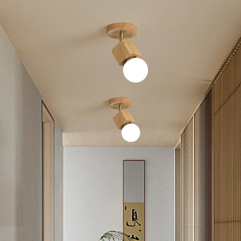 Decorbites™ Würfel Holz Kupfer LED Deckenleuchte Vintage Loft Deckenlampe