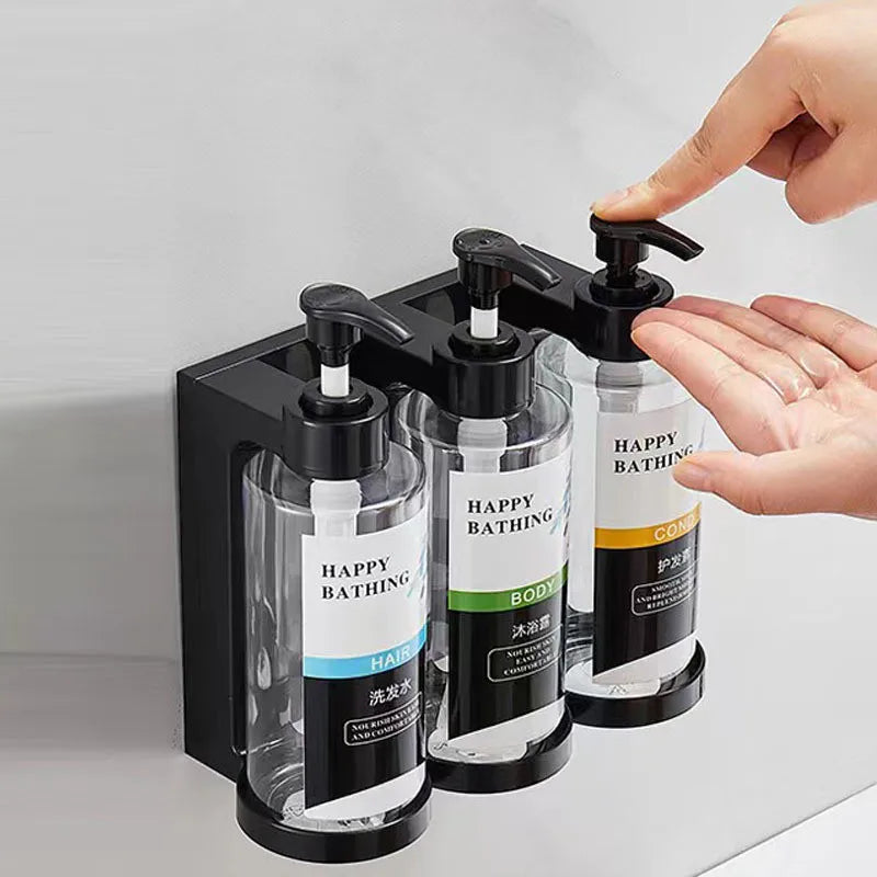 Decorbites™ Bernstein-Seifenspender- & Shampoo-Flaschen-Set für bohrenfreie Badezimmer-Aufbewahrung