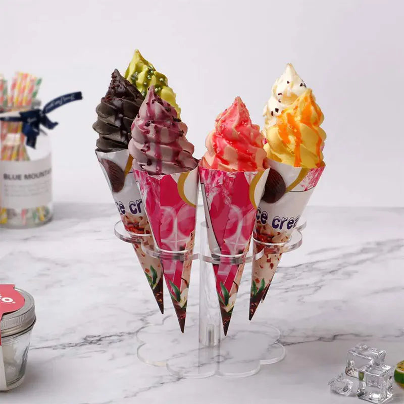Decorbites™ Eiscreme-Waffelhalter-Ständer: Robuste Acryl-Display-Rack für Cupcakes & Waffeln