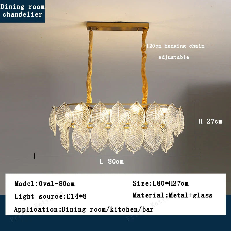 Luxury Leaf Glass Chandelier