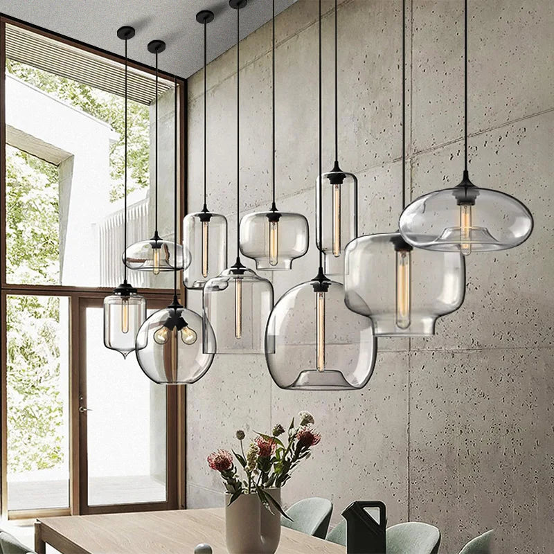 Handmade Glass Nordic Pendant Light With Chrome Finish
