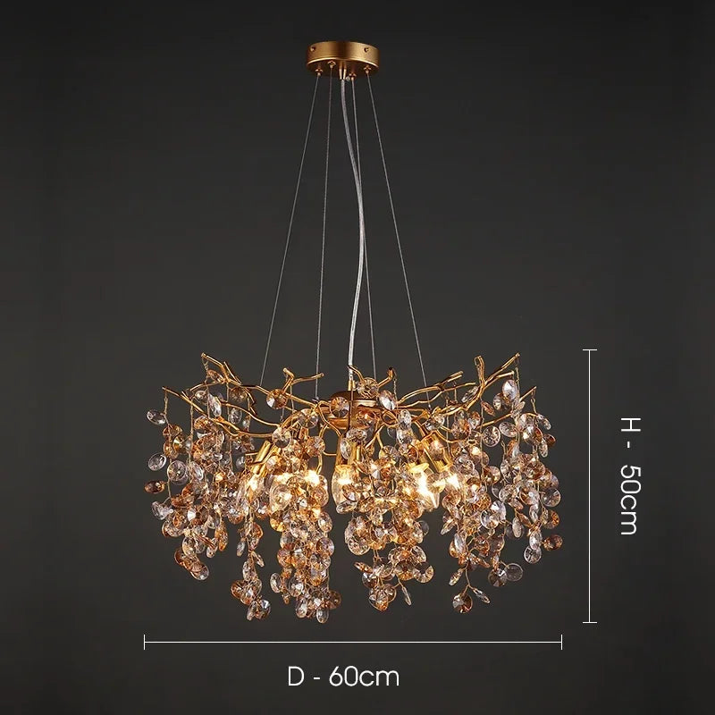 Decorbites™ Kristall-LED-Kronleuchter 60/80/100 cm Goldenes Luxus-Licht für Ess- und Wohnzimmer