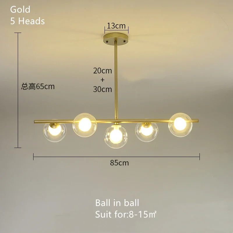DecorBites™ Glass Ball Pendant Chandeliers LED Hanging Lights for Home Decor