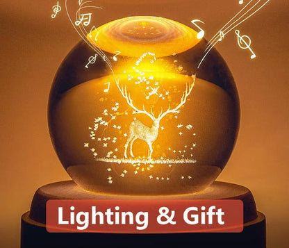 DecorBites™ Crystal Ball Music Box: Rotating Light Projection, Birthday & Valentine's Day Gift