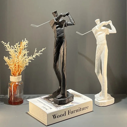 DecorBites™ Golf Player Sculpture Abstract Human Body Figure Statue Resin Decor Figurine