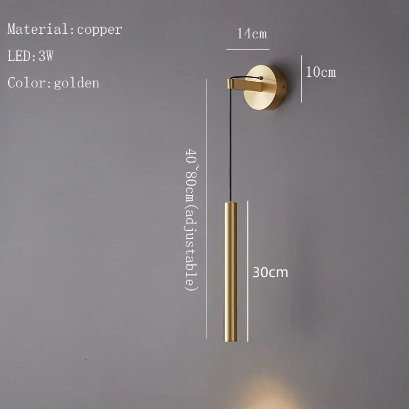 Copper Adjustable Wall Lamp Height-Adjustable Foyer
