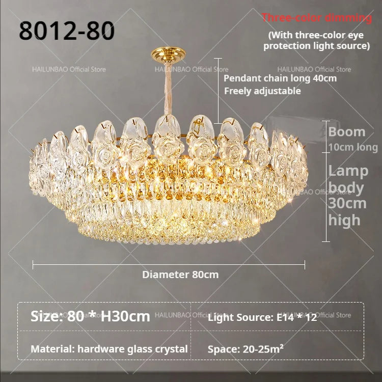 DecorBites™ Crystal Rose Chandelier for Living Room Dining Bedroom 2024 French Light Luxury