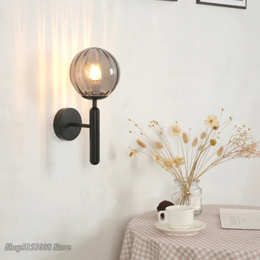 DecorBites™ Glass Ball LED Wall Lamp Modern Bedroom Beside Light Fixture