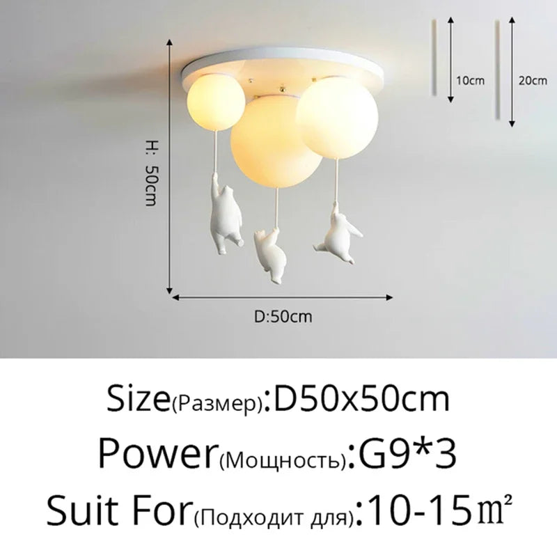 Decorbites™ Kinder Bären LED Deckenleuchter, süße Schlafzimmer-Hängeleuchte für Jungen und Mädchen