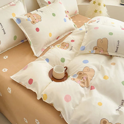 DecorBites™ Cotton Printed Bedding Set: Thick & Cozy Single Bedclothes for Adults & Kids