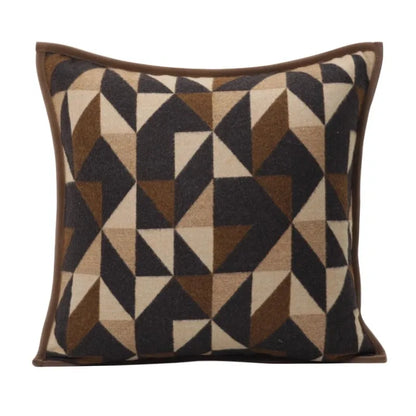 DecorBites™ Geometric Brown Leather Splicing Throw Pillow Cover 45x45cm Luxe Square Cushion Case