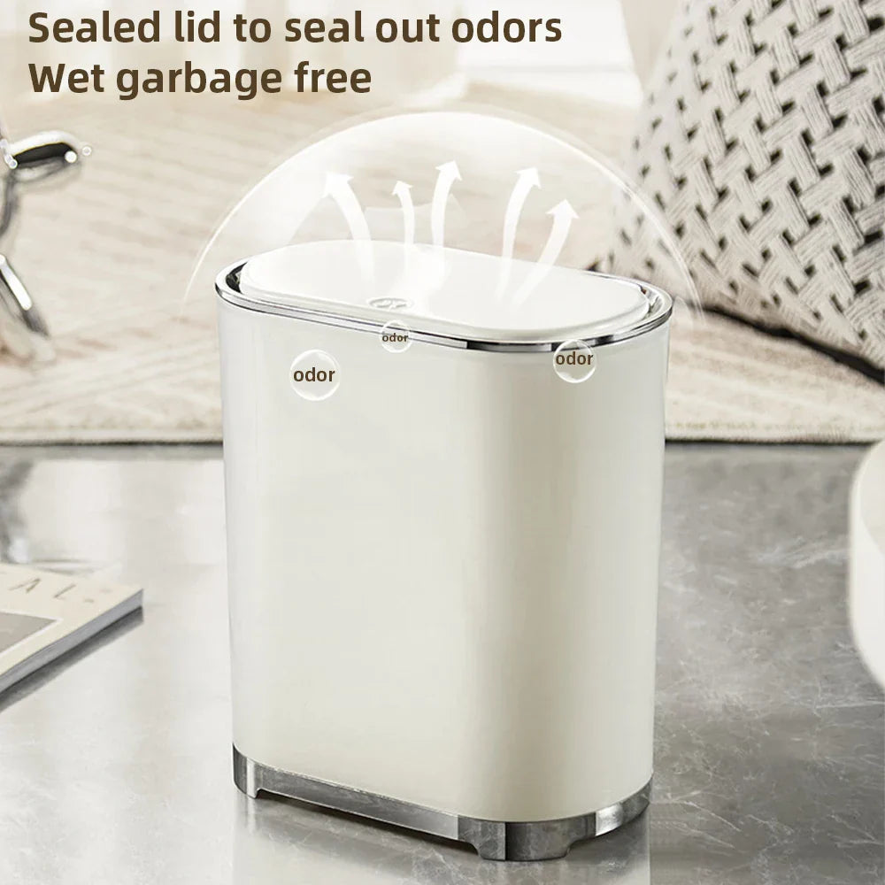 Decorbites™ Leichtluxus-Bad-Mülleimer mit Deckel für Küche, Wohnzimmer - Wasserdichter Schmaler Abfallbehälter