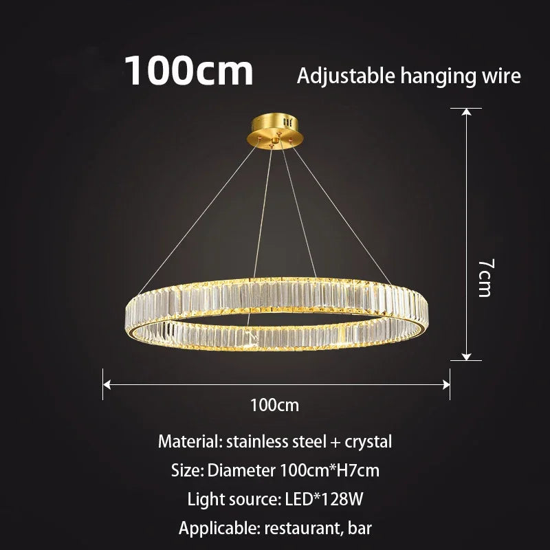 Gold Crystal Round Pendant