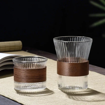 DecorBites™ Japanese Walnut Tea Cup Set - High-Grade Glass Coffee & Flower Tea Cups