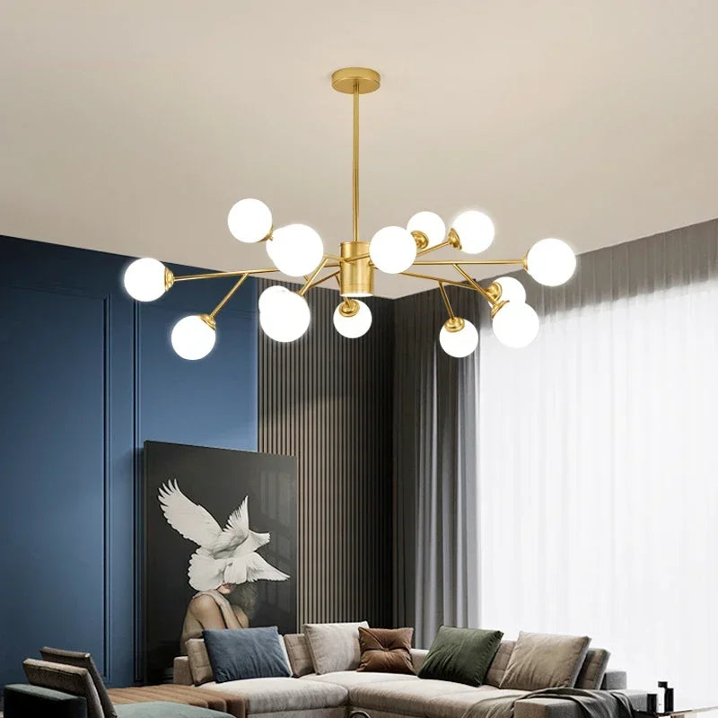 Gold Black LED Chandelier 18-Head For Bedroom