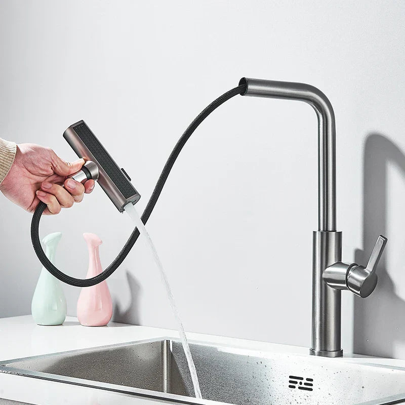 Decorbites™ 3-Funktionen-Küchenarmatur - Flexibler herausziehbarer Mischbatterie mit 360° Drehsprüher