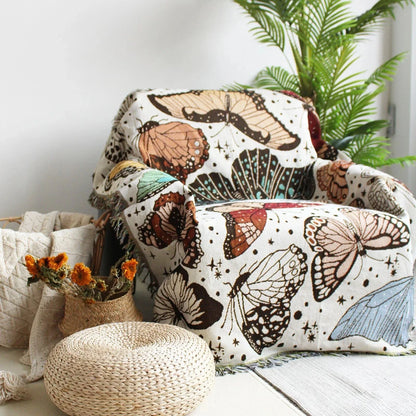 Decorbites™ Boho-Blumen-Baumwolldecke - Weiche Überdecke für Betten, Sofa & Wohnzimmer