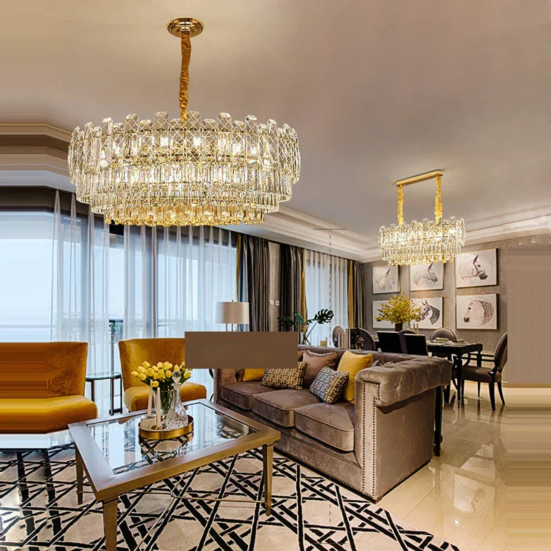 Decorbites™ Gold-Luster-Kronleuchter LED-Kristallleuchte – Postmoderne Luxus-Hängeleuchte