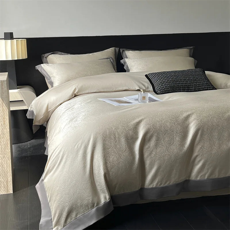 Decorbites™ Jacquard-Bettwäsche-Set - Lyocell-Baumwoll-Bettwäsche, Laken, Kissenbezug, Steppbettbezug