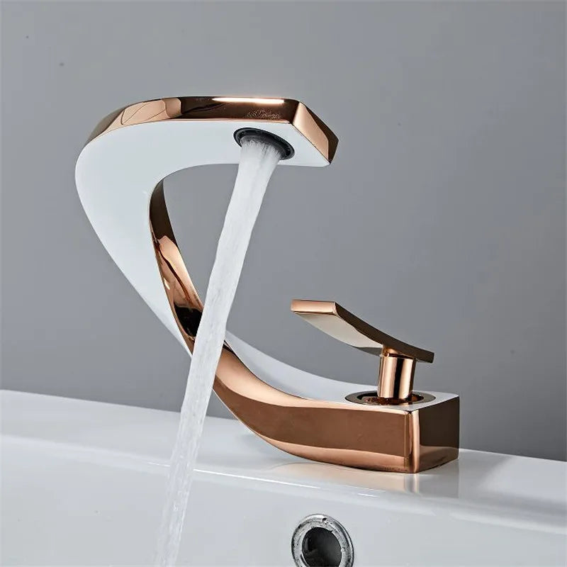 Gold White Basin Faucet