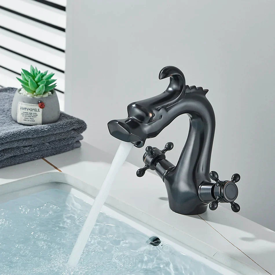 DecorBites™ Dragon Style Bathroom Basin Faucet with Hot Cold Water Mixer Tap