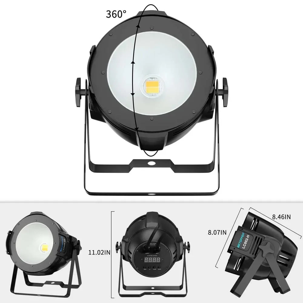 Decorbites™ Großer Wagen 200W COB Par-Scheinwerfer Warm-/Kaltweiß mit Scheunentor für Bühnenbeleuchtung bei Partys