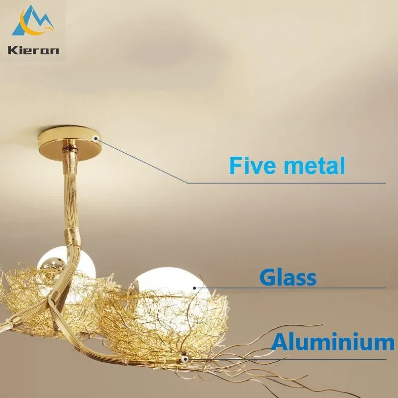 Decorbites™ Vogelnest-Glas-LED-Deckenleuchte für modernes nordisches Wohnzimmer-Dekor