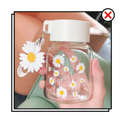 Decorbites™ Gartendaisy-Blüten-Glas-Wasserflasche Tragbarer Becher 350ML