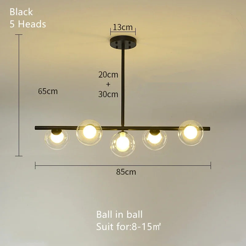 DecorBites™ Glass Ball Pendant Chandeliers LED Hanging Lights for Home Decor