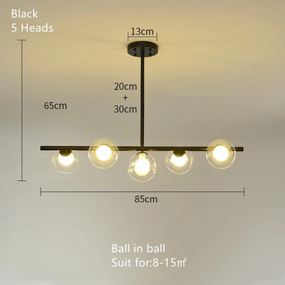 DecorBites™ Glass Ball Pendant Chandeliers - Modern LED Hanging Lights for Home Decor