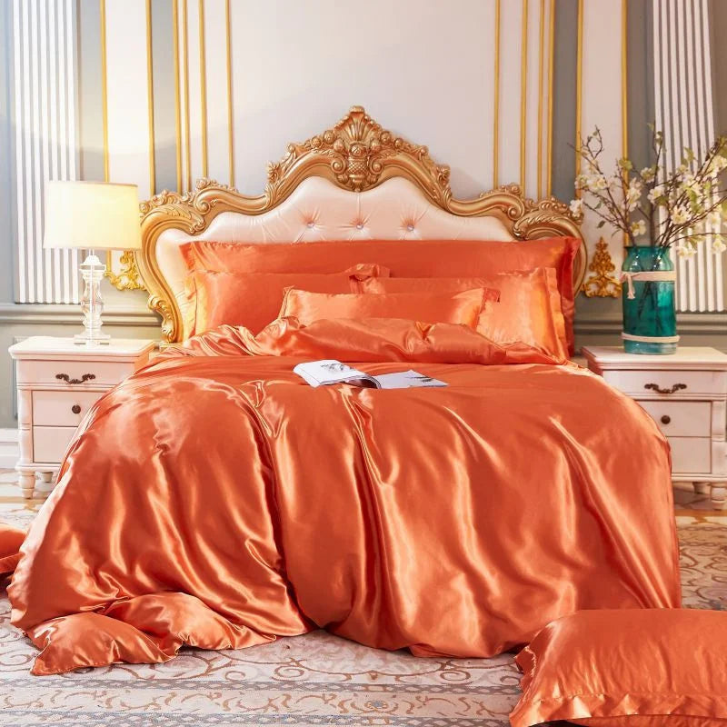 DecorBites™ King Size Silk-Blend Duvet Cover Set with Pillowcases