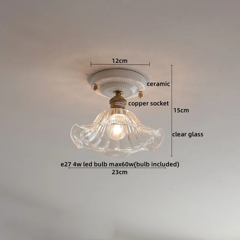 DecorBites™ LED Canopy Ceiling Light Glass Copper Luminaria De Teto