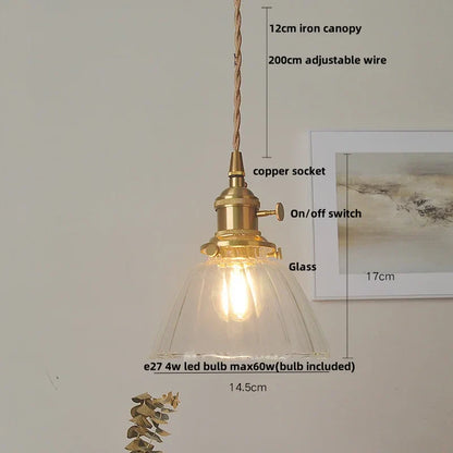 DecorBites™ LED Brass Pendant Lamp Modern Clear Glass Dining Light