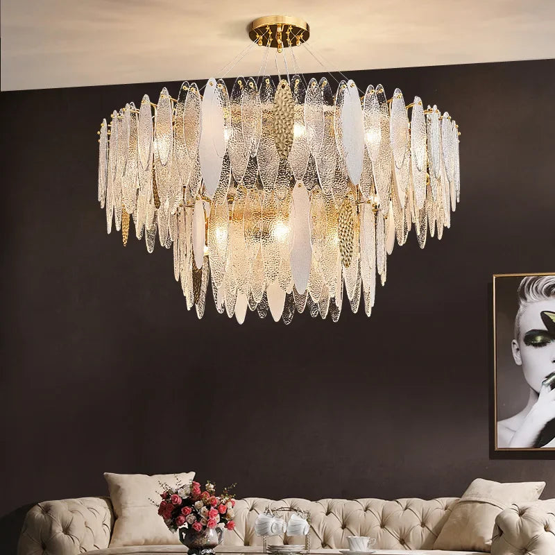 Decorbites™ Gold LED Glas-Lüster für Esszimmer Wohnzimmer Schlafzimmer_Hauptschlüsselwort: Pendelleuchten