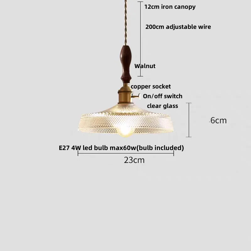 Decorbites™ Cullet-Glas-LED-Hängeleuchte mit Walnuss-Kupfer-Design für Wohn- und Esszimmer