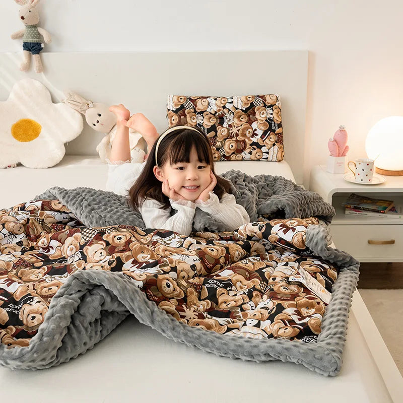 Decorbites™ Baumwoll-Blumendruck Doppelbettdecke | Retro Soothe Kuscheldecke Bettwäsche