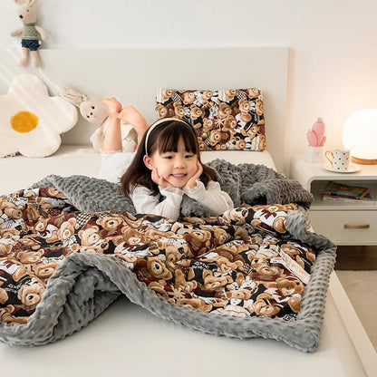 Decorbites™ Baumwoll-Blumendruck Doppelbettdecke | Retro Soothe Kuscheldecke Bettwäsche