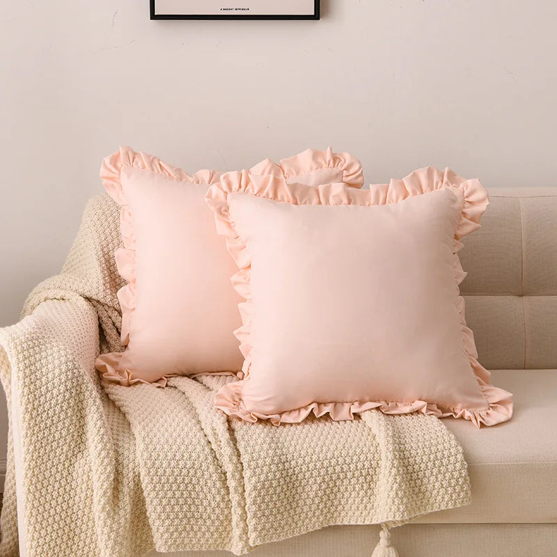 Decorbites™ Französisches Rüschengarnitur Kissenbezug Weich Bequem Einfarbig Sofaüberzug