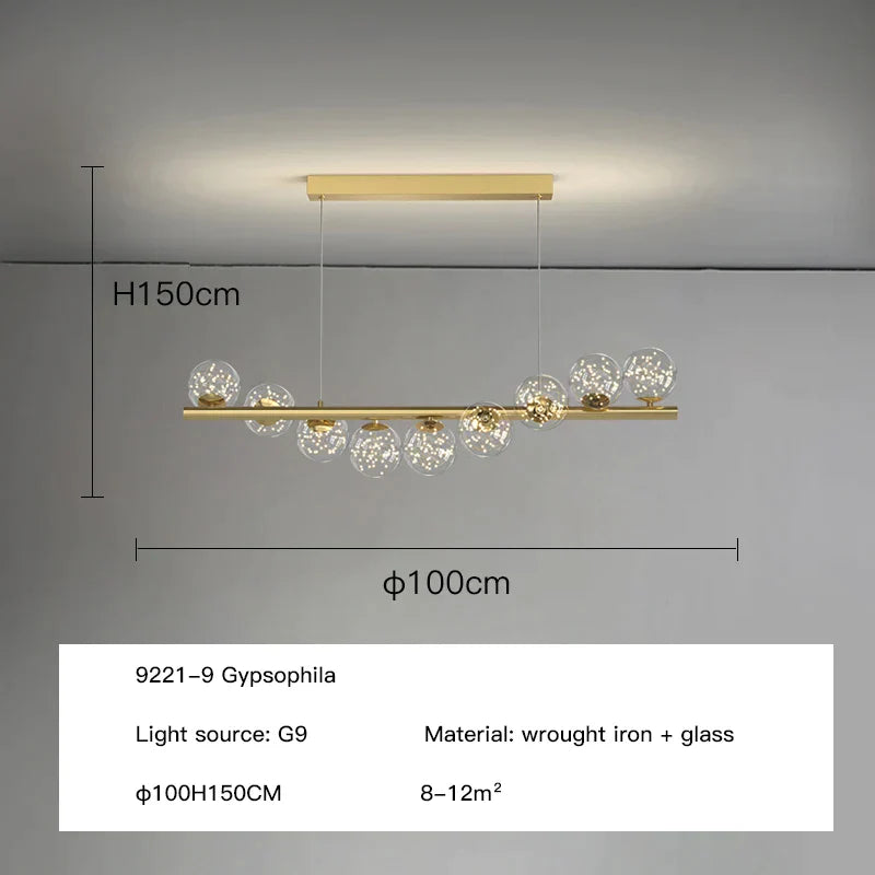 DecorBites™ Glass Ball G9 LED Ceiling Chandelier for Living Dining Kitchen Decor
