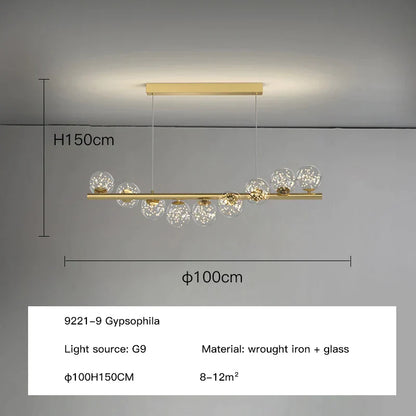 DecorBites™ Glass Ball G9 LED Ceiling Chandelier for Living Dining Kitchen Decor